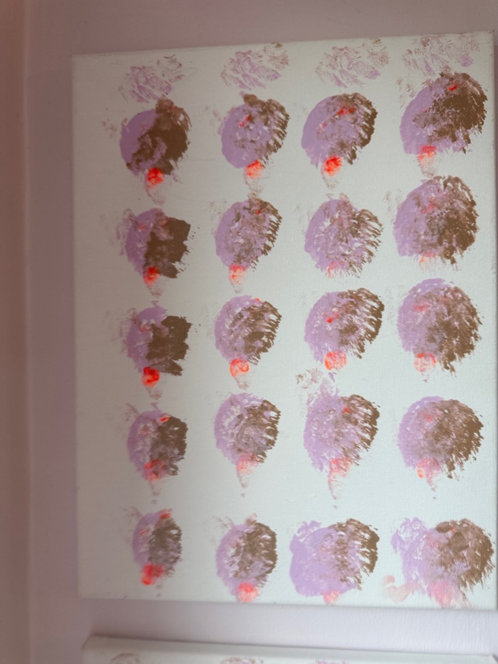 Abstract Dot Pattern Canvas Painting in Lavender and Brown - Unbranded